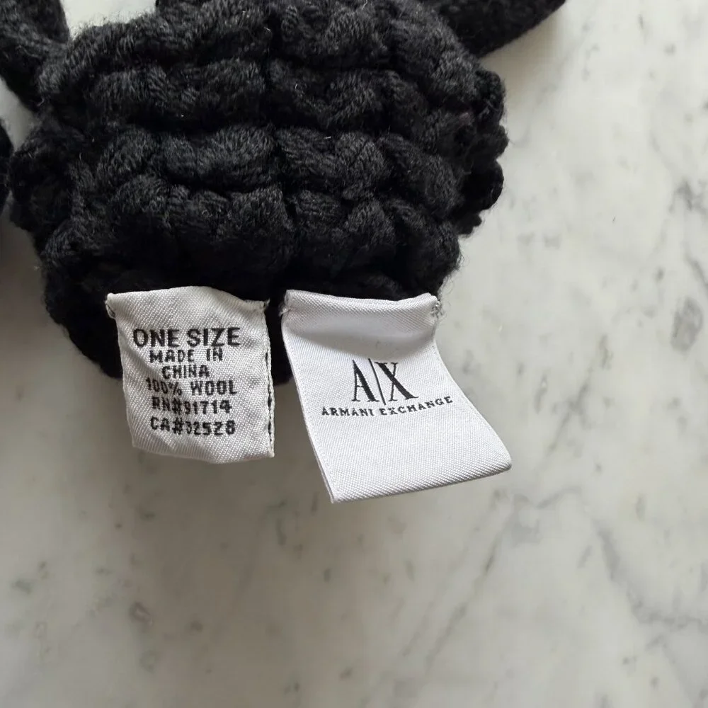 Armani Exchange Wool Gloves Black for Women